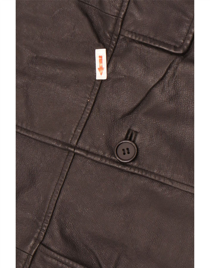 Vintage muška kožna jakna s 3 gumba UK 38 srednje crna koža