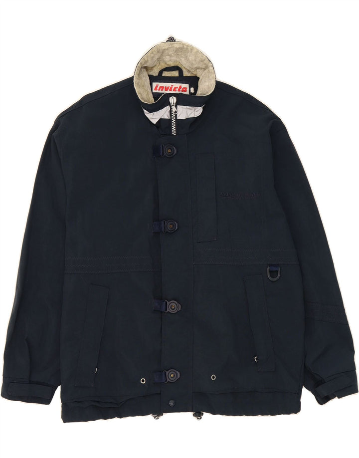 INVICTA Mens Windbreaker Jacket UK 40 Large Navy Blue Polyester Vintage Invicta and Second-Hand Invicta from Messina Hembry 