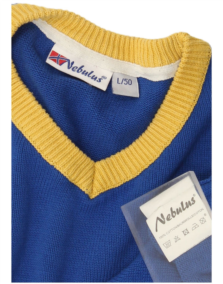 NEBULUS Muški džemper s V-izrezom, veliki plavi pamuk