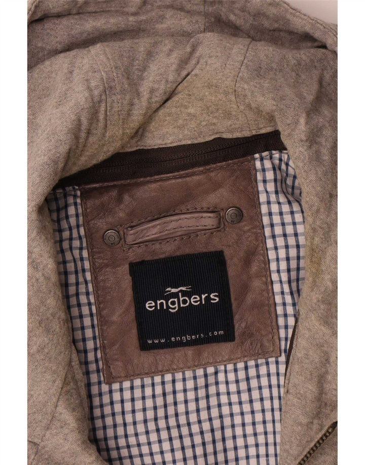 Engbers muška kožna jakna s kapuljačom UK 40 Large Brown