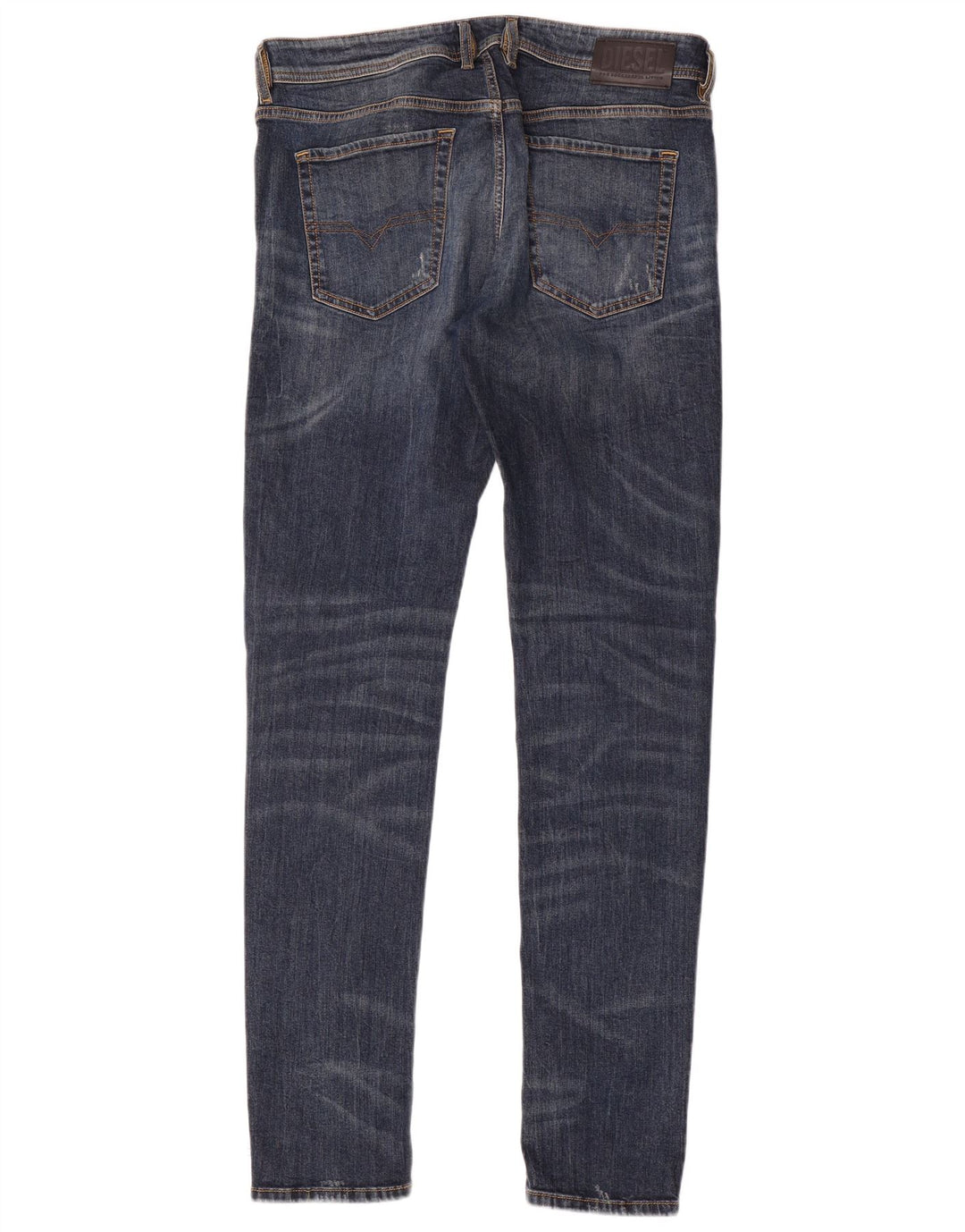 DIESEL Muške uske traperice s oskudima W34 L35 Plavi pamuk