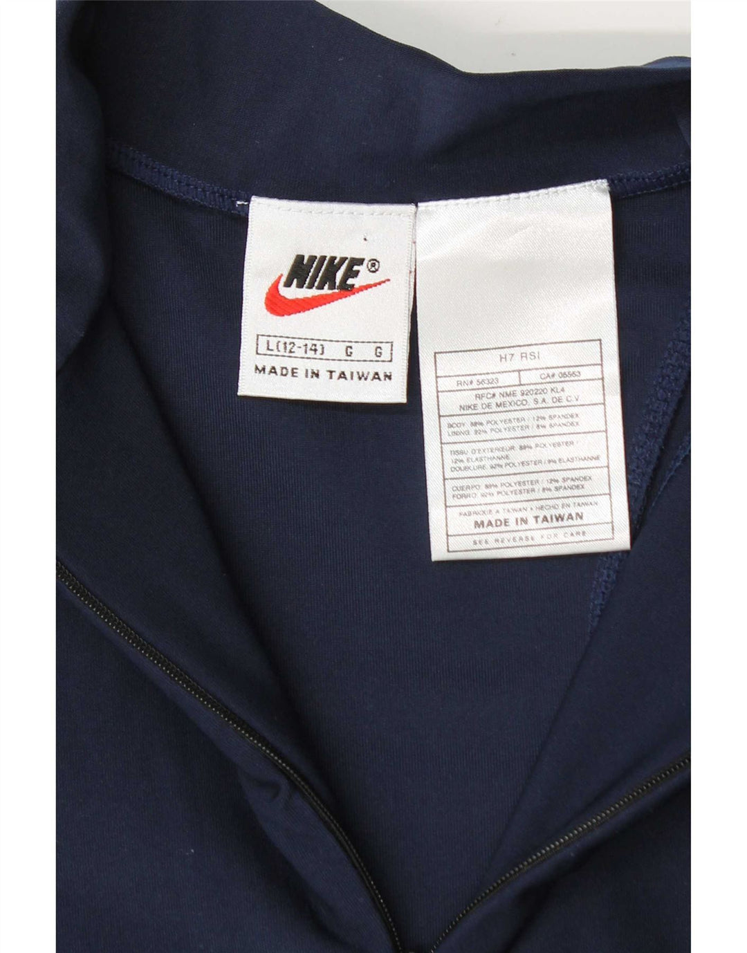 Nike Girls Zip Neck Pullover Top Trenirka 12-13 Years Large Navy Blue