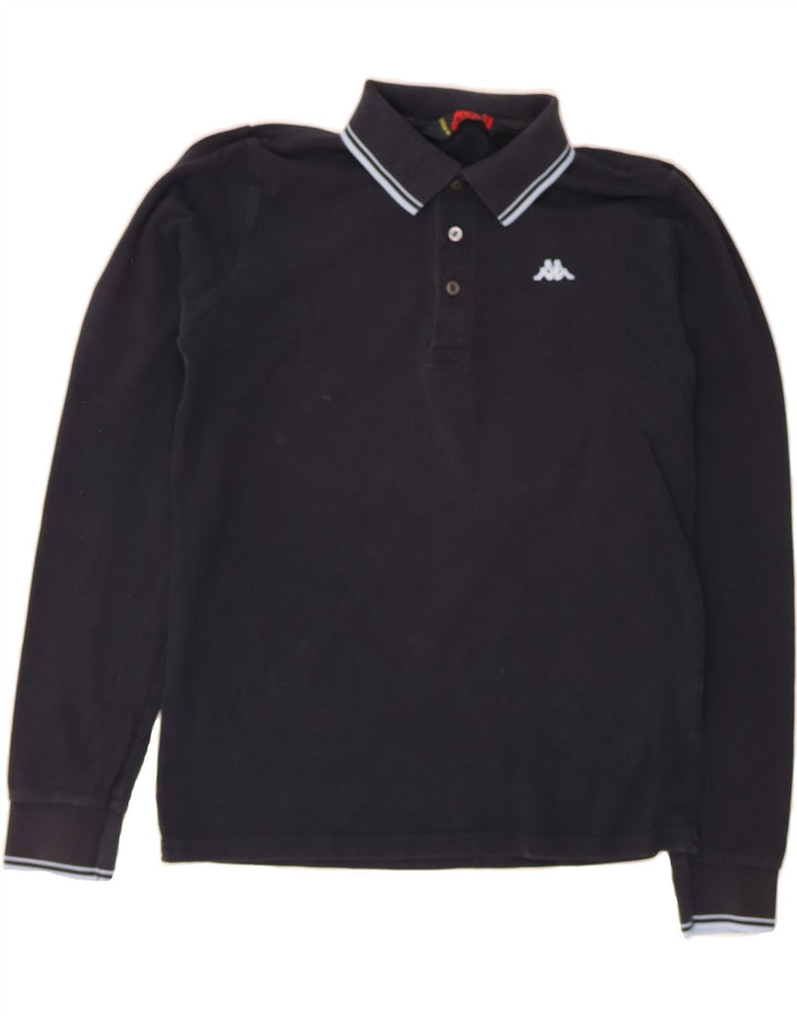 KAPPA Mens Long Sleeve Polo Shirt Medium Navy Blue Cotton Vintage Kappa and Second-Hand Kappa from Messina Hembry 