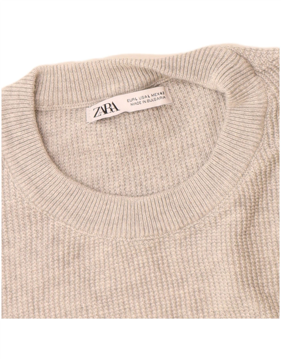 Zara muški pulover s okruglim izrezom, veliki sivi pamuk