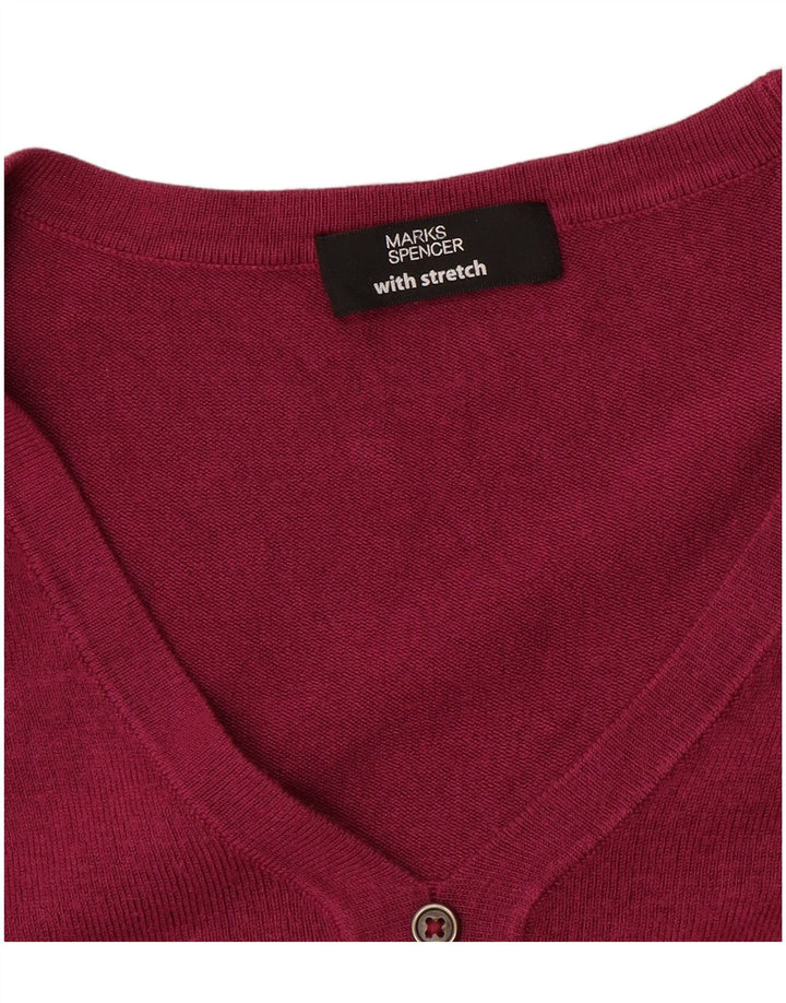 Marks & Spencer ženski džemper s V-izrezom UK 14 srednje ružičasta