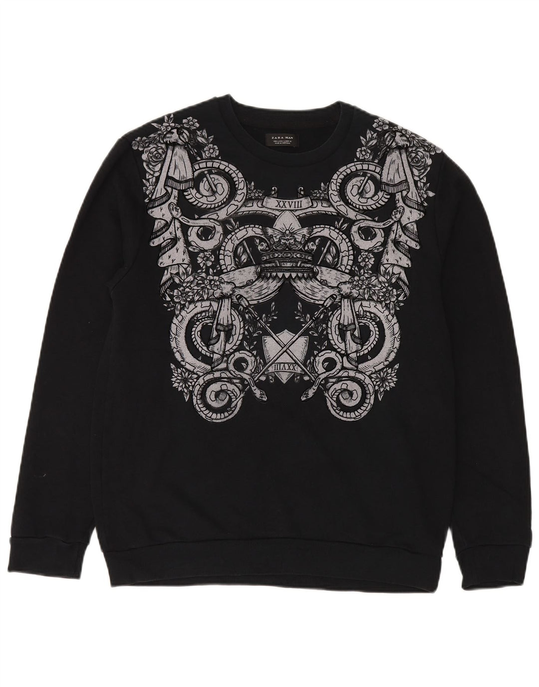 Veliki crni pamučni džemperi Zara Graphic Sweatshirt