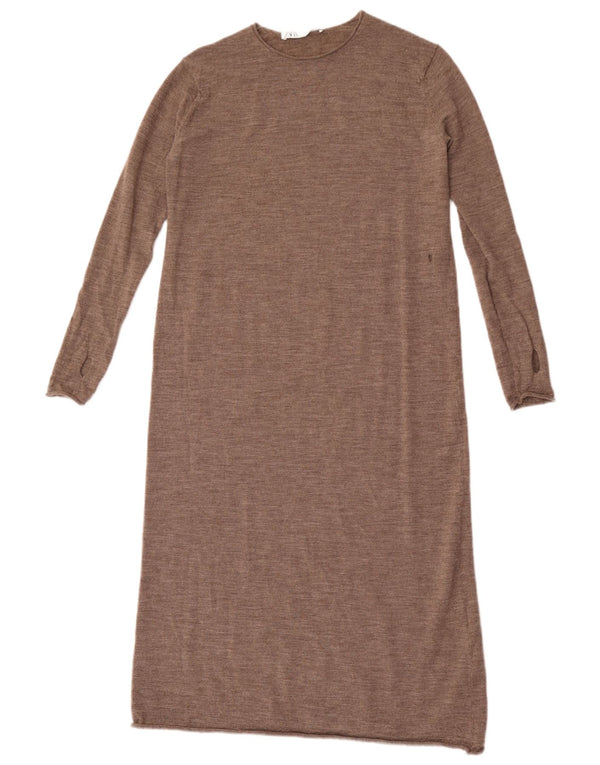 Ženska džemper haljina Zara UK 10 Mala smeđa vunena šarena