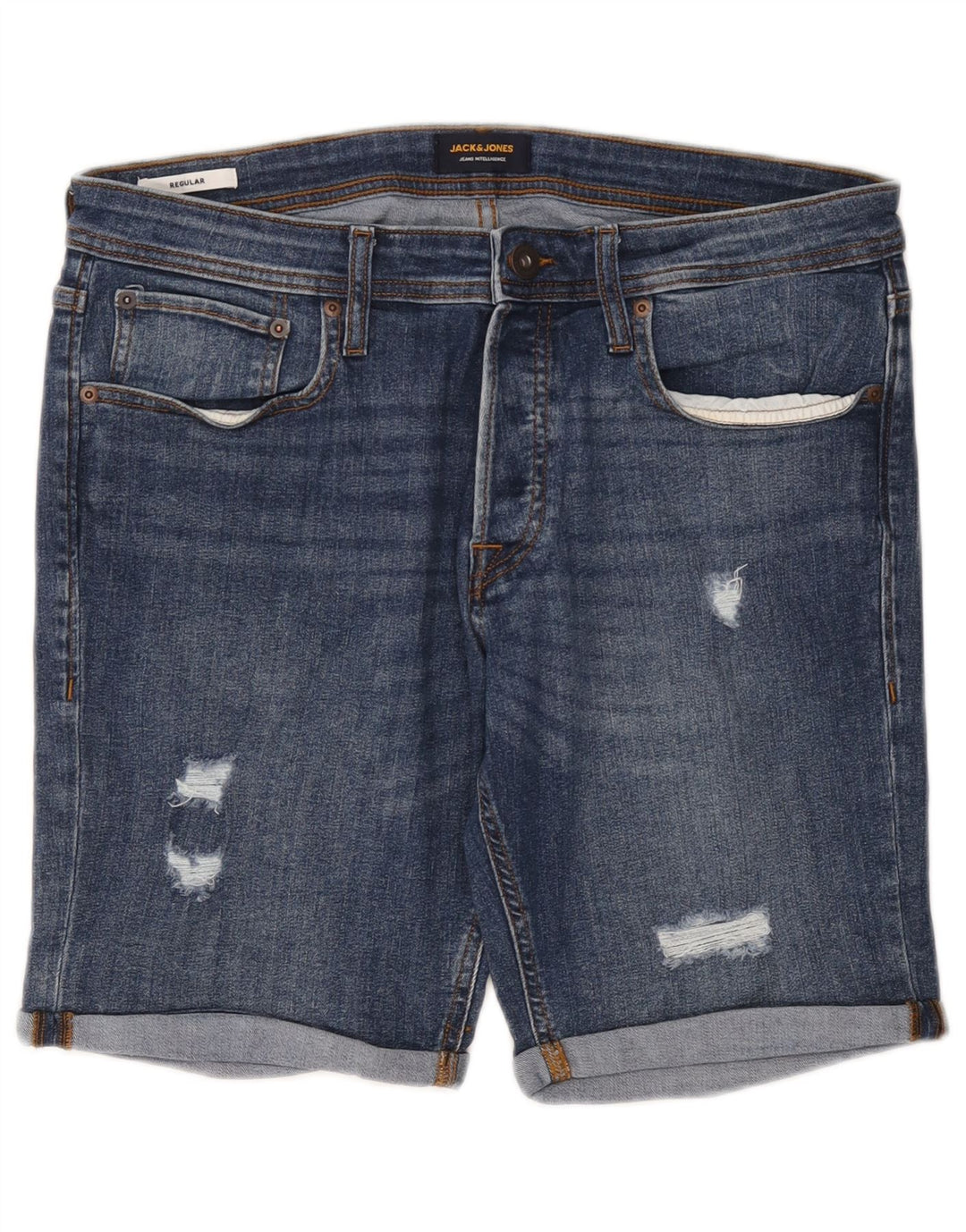 Jack & Jones Regular Distressed Denim kratke kratke hlače Large W36 plavi pamuk