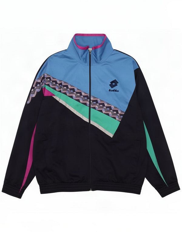 Lotto Mens Tracksuit Top Jacket Large Navy Blue Colourblock Polyester