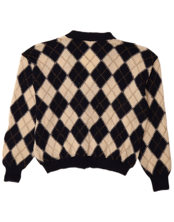 Vintage ženski kardigan džemper IT 48 XL Bež Argyle/Diamond
