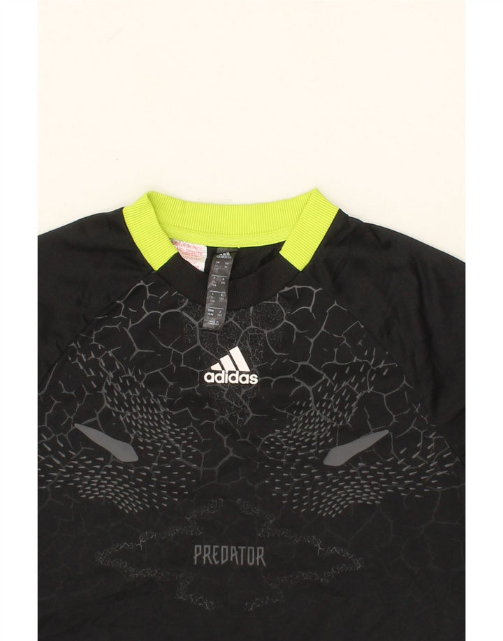 ADIDAS Boys T-Shirt Top 11-12 Years Black Polyester Vintage Adidas and Second-Hand Adidas from Messina Hembry 