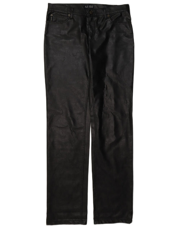 Armani Womens Leather Trousers W30 L35 Black