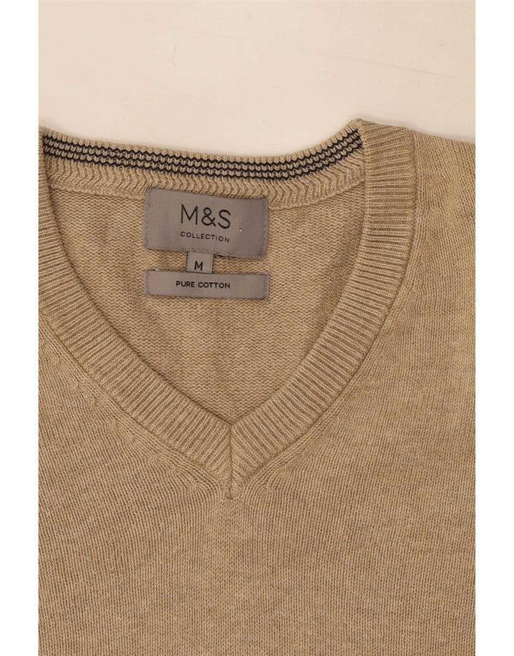 Marks & Spencer muški džemper s V-izrezom, srednji bež pamuk