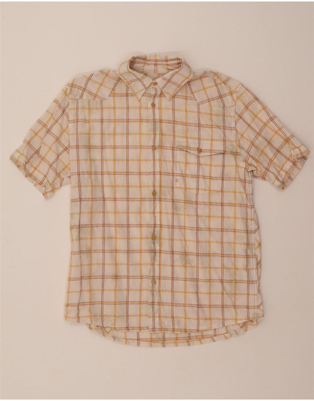 WRANGLER Mens Short Sleeve Shirt Medium White Check Cotton Vintage Wrangler and Second-Hand Wrangler from Messina Hembry 