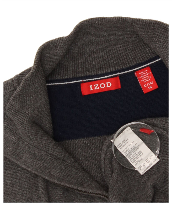 IZOD Mens Zip Neck Jumper Sweater XL Grey Cotton Vintage Izod and Second-Hand Izod from Messina Hembry 
