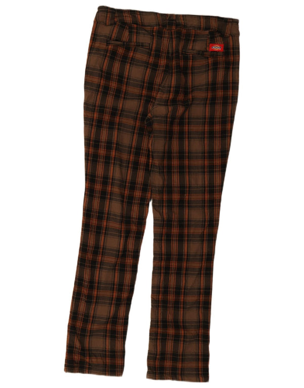 Dickies ženske uske chino hlače US 13 Large W34 L30 smeđi karirani rajon