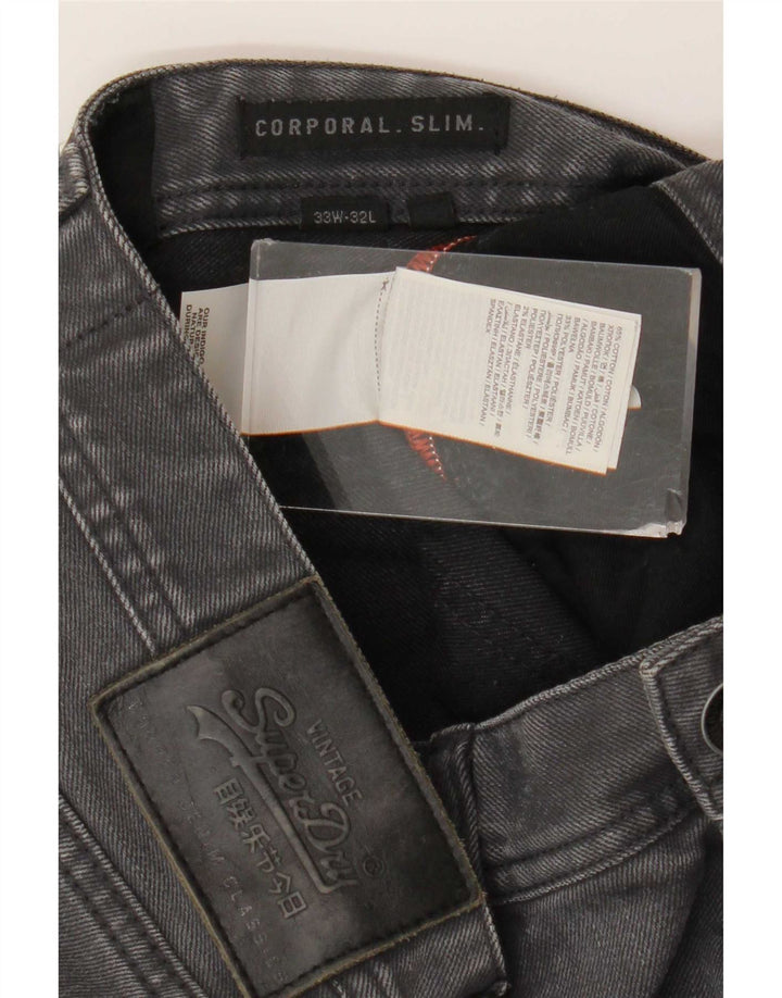 Superdry Mens Corporal Slim Jeans W33 L32 Sivi pamuk