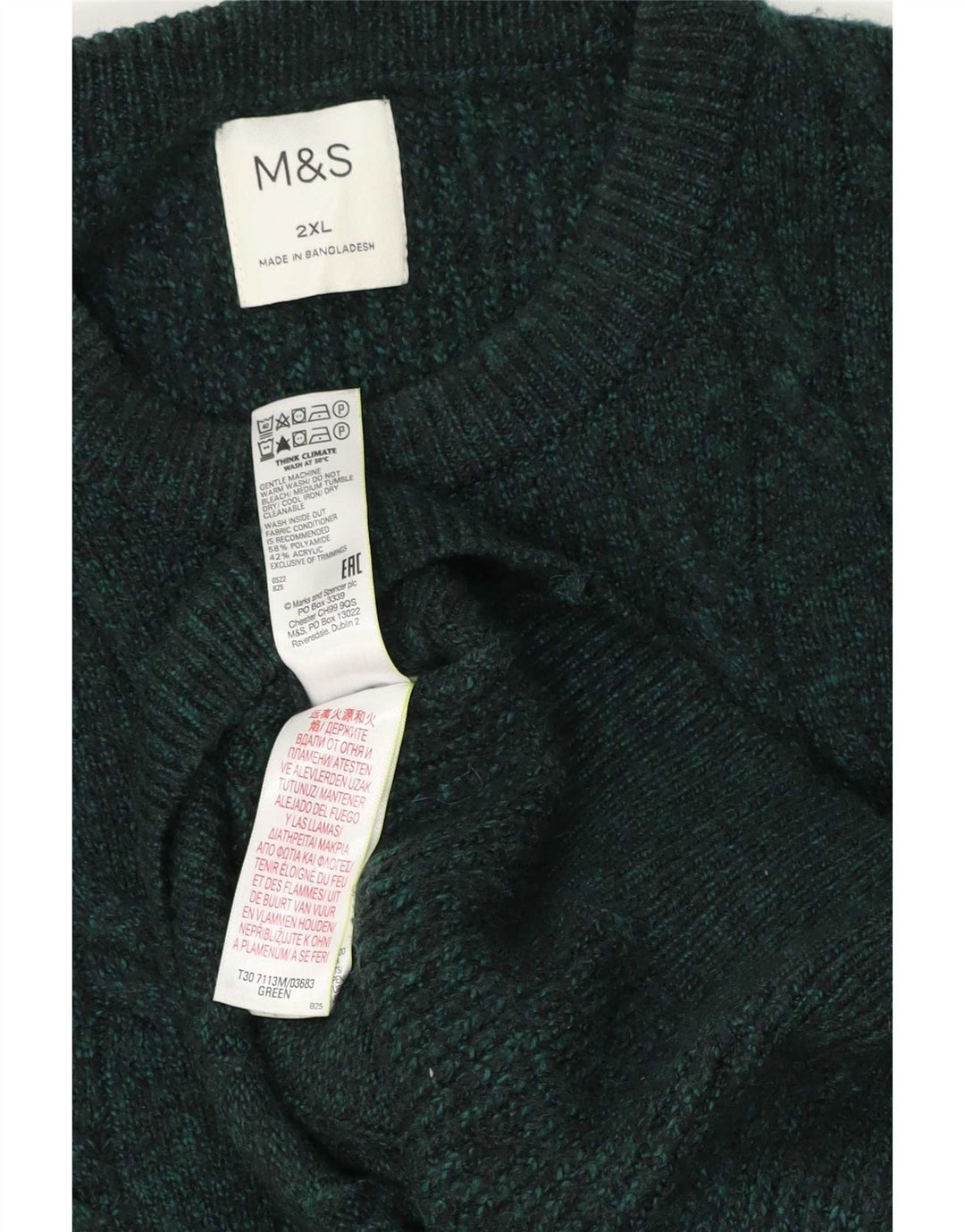 Marks & Spencer muški džemper s okruglim izrezom 2XL zeleni poliamid