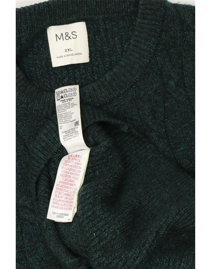 Marks & Spencer muški džemper s okruglim izrezom 2XL zeleni poliamid