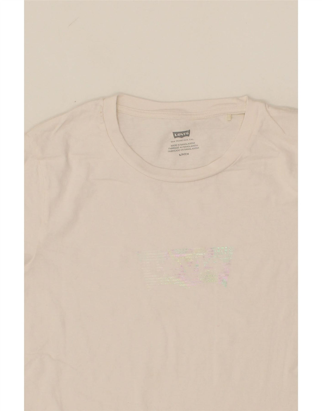 LEVI'S Womens Graphic T-Shirt Top UK 10 Small White Vintage Levi's and Second-Hand Levi's from Messina Hembry 