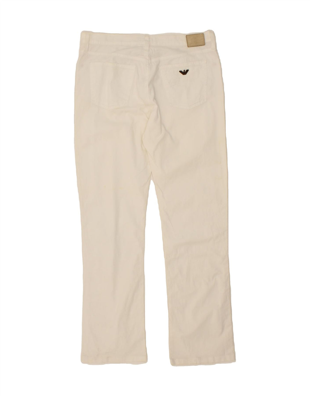 ARMANI Womens Bootcut Casual Trousers W34 L28 White Cotton Vintage Armani and Second-Hand Armani from Messina Hembry 