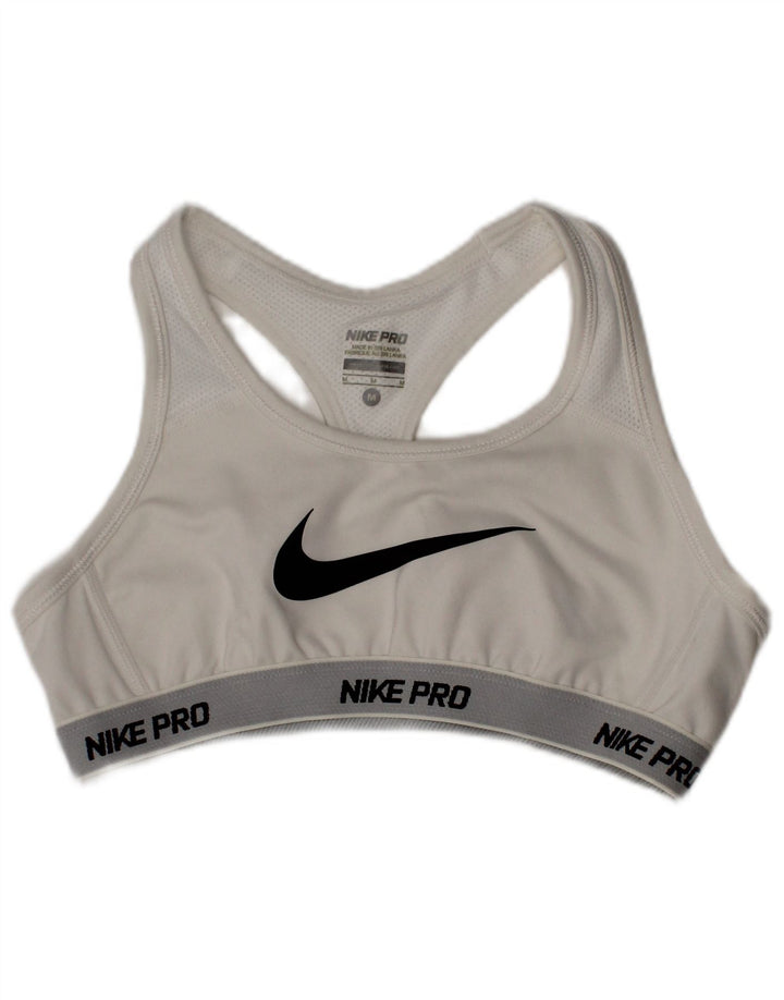 Nike ženski srednji sportski grudnjak Dri Fit Graphic Sports, bijeli poliester