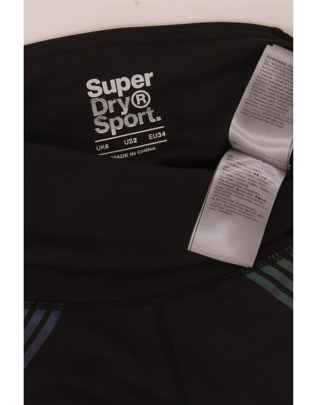 SUPERDRY ženske grafičke tajice UK 6 male crne poliesterske