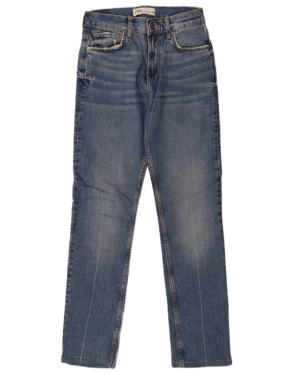 Zara Womens Straight Jeans EU 34 2XS W24 L29 Blue Cotton