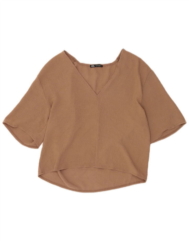 Zara ženski gornji dio bluze 1/2 rukava UK 10 Small Brown