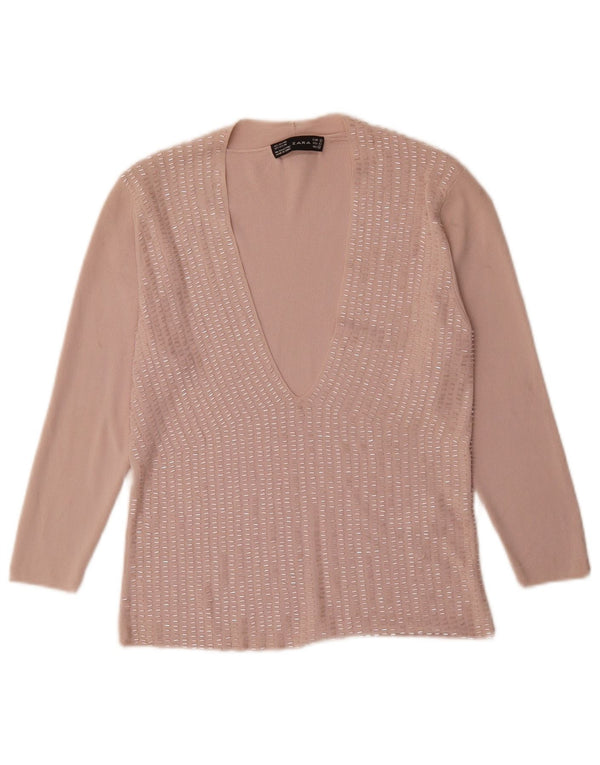Zara ženski gornji dio bluze UK 14 Large Pink Rayon