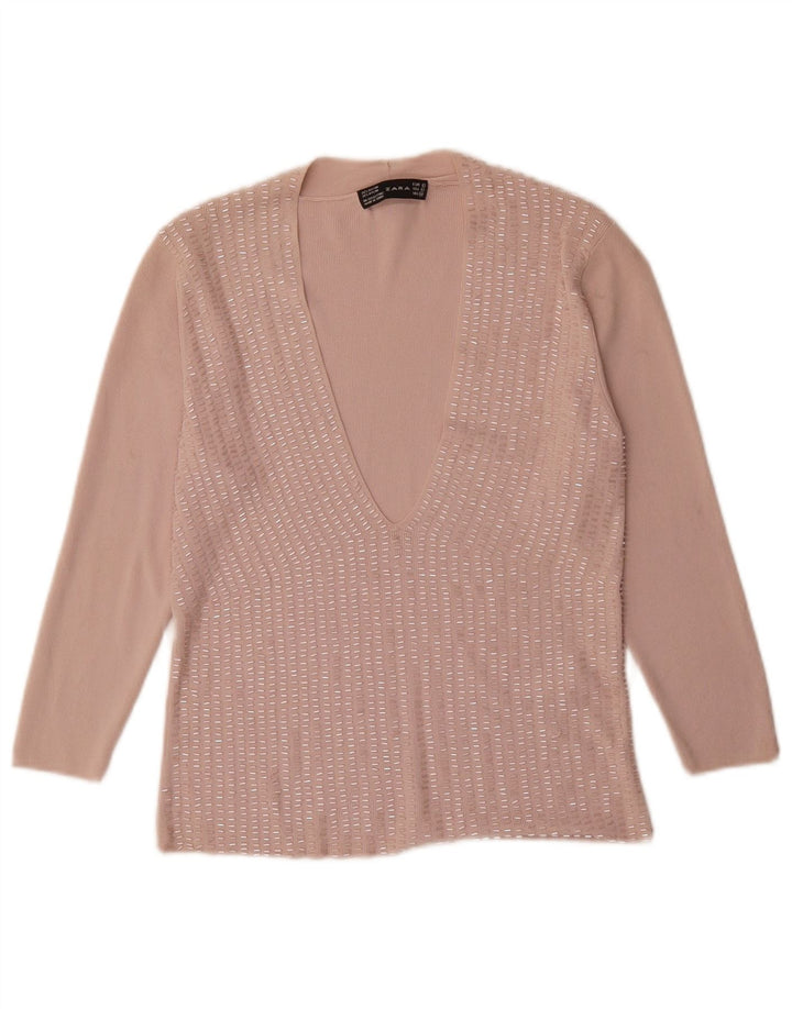 Zara ženski gornji dio bluze UK 14 Large Pink Rayon