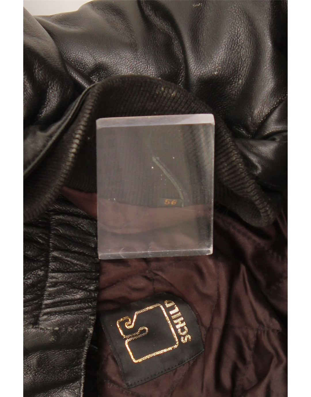 SCHILD Muška vojna kožna jakna UK 40 velika crna koža