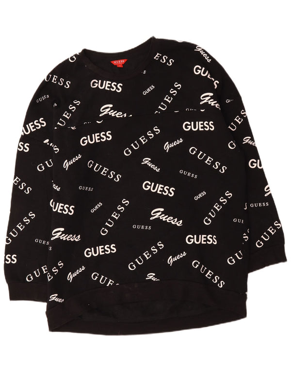 Guess Ženska prekomjerna majica s grafičkim motivima UK 18 XL crni pamuk