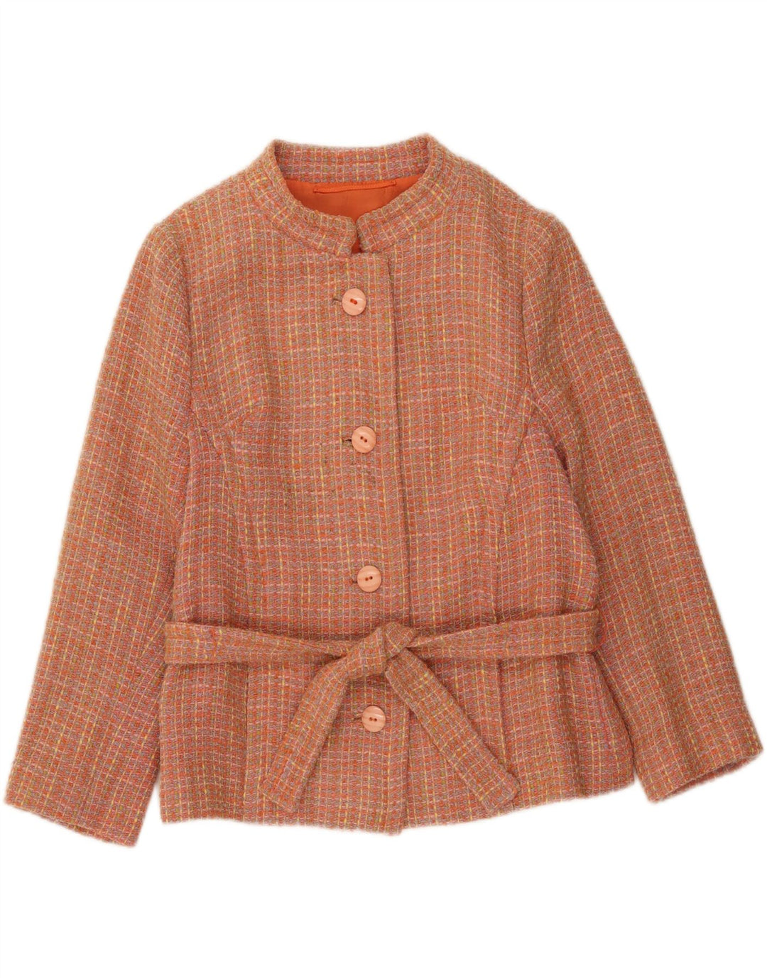 VINTAGE Womens 4 Button Blazer Jacket UK 14 Medium Pink Check