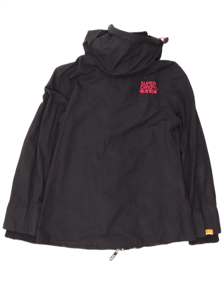 Superdry ženska Windmac kišna jakna s kapuljačom UK 16 Veliki crni najlon