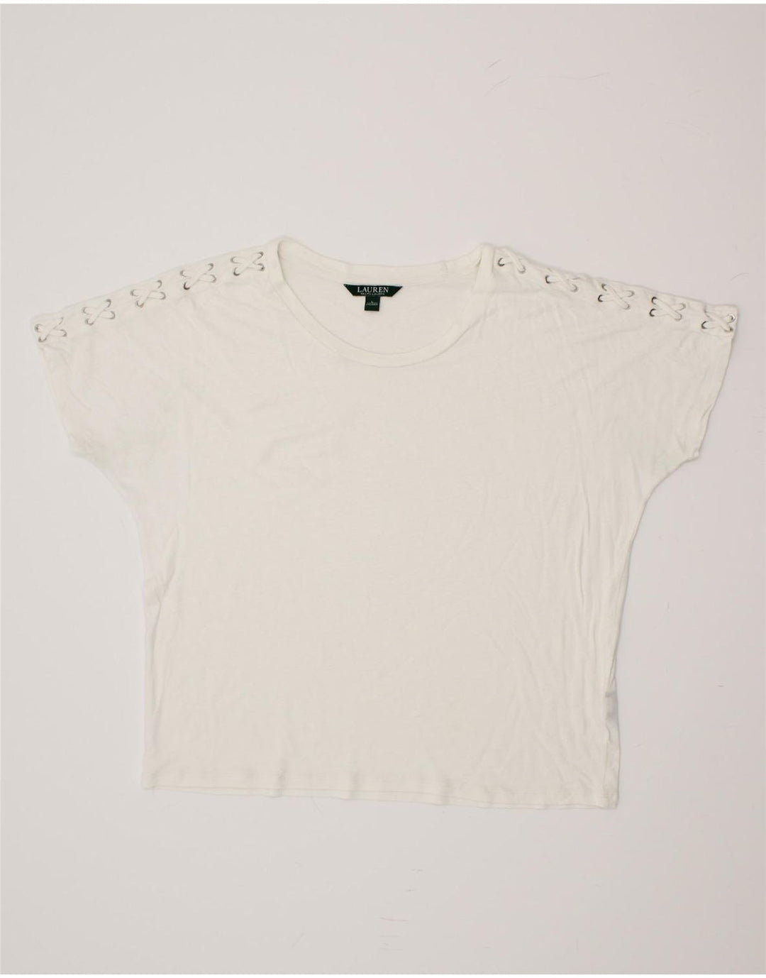 RALPH LAUREN Womens Oversized T-Shirt Top UK 16 Large White Vintage Ralph Lauren and Second-Hand Ralph Lauren from Messina Hembry 