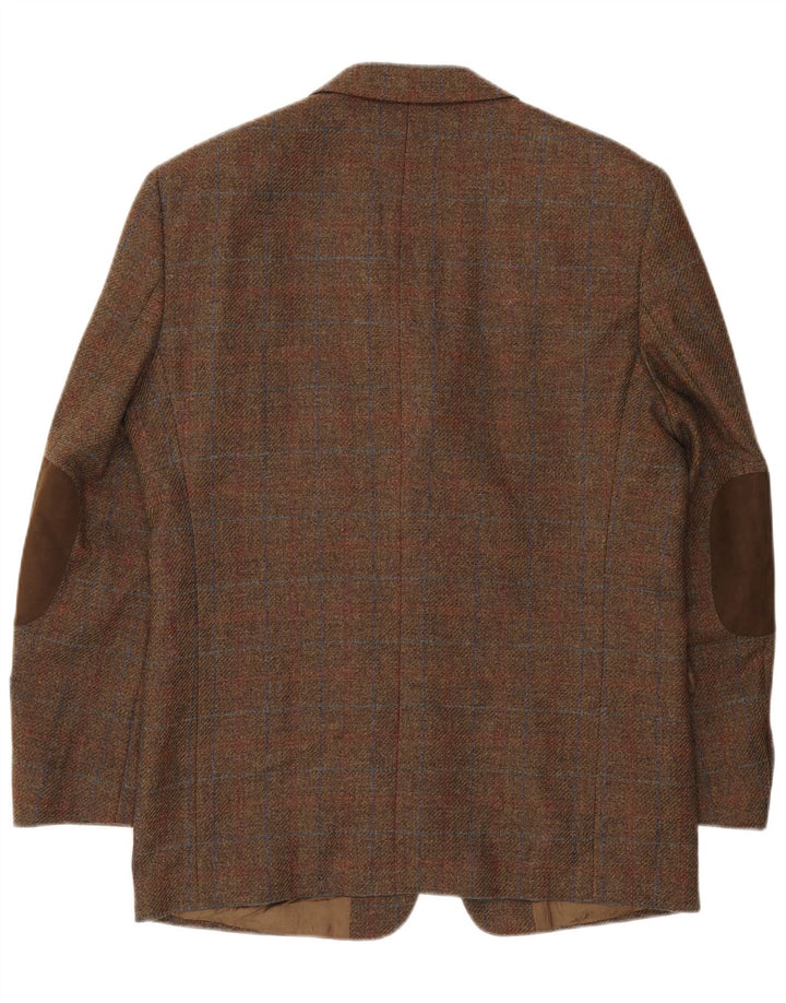 Gilberto muški sako sa 3 gumba UK 40 Veliki smeđi karirani djevičanska vuna