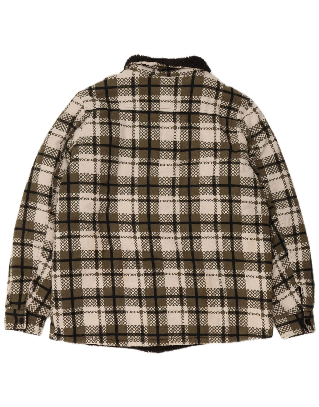 VINTAGE ženska šerpa jakna UK 16 Veliki zeleni karirani