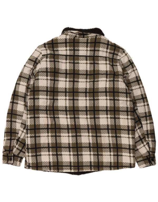 VINTAGE ženska šerpa jakna UK 16 Veliki zeleni karirani