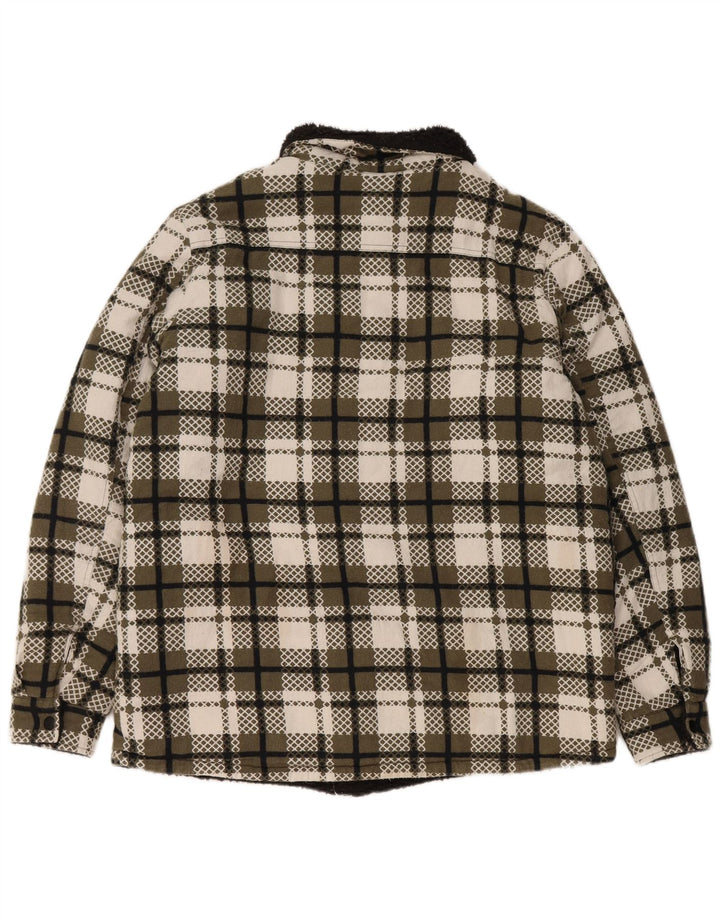 VINTAGE ženska šerpa jakna UK 16 Veliki zeleni karirani