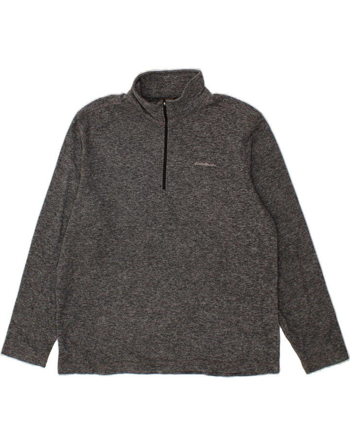 EDDIE BAUER Mens Zip Neck Fleece Jumper Large Grey Polyester Vintage Eddie Bauer and Second-Hand Eddie Bauer from Messina Hembry 