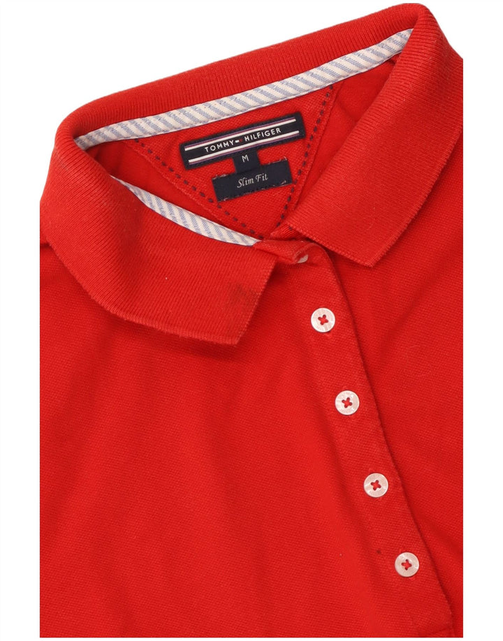 TOMMY HILFIGER Ženska uska polo majica UK 12 Srednje crvena