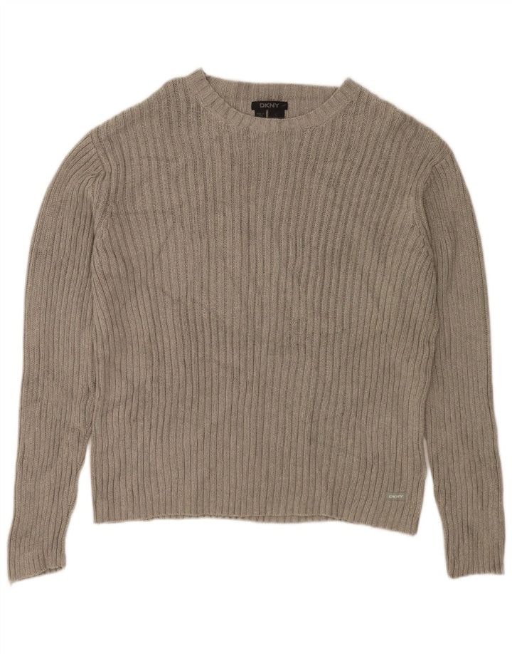 DKNY ženski džemper s veznim izrezom UK 16 Veliki sivi pamuk