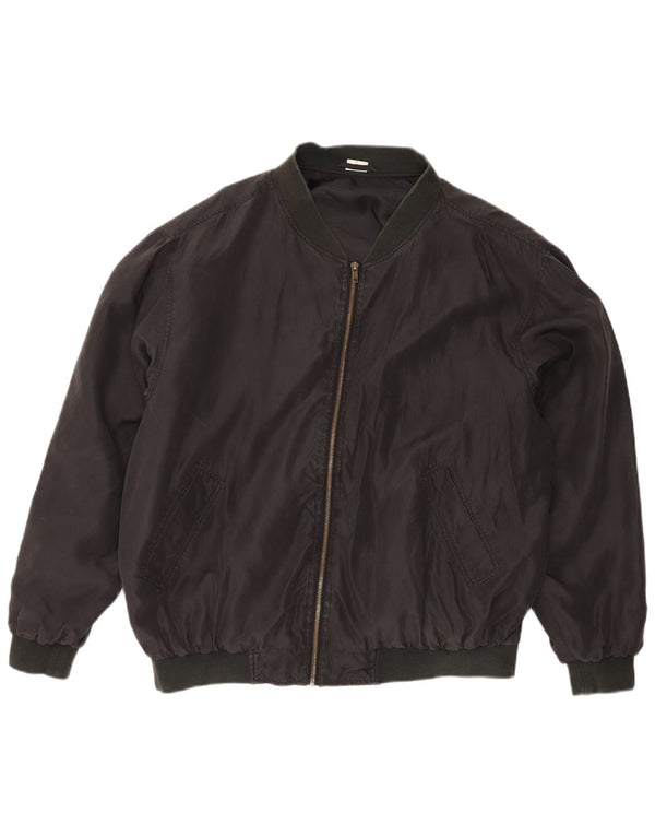 Vintage Mens Bomber Jacket UK 42 XL Black Silk