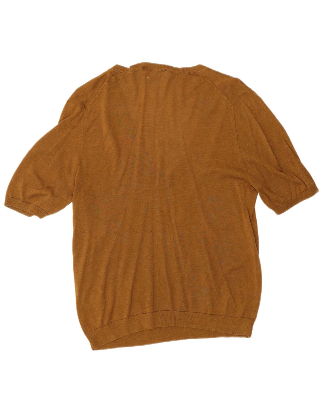 ZARA ženski džemper kratkih rukava s V-izrezom UK 14 Veliki smeđi svileni