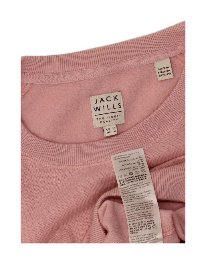 JACK WILLS Ženska prekomjerna majica s kratkim rukavima UK 10 Mali ružičasti pamuk