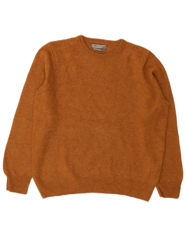 Marks & Spencer ženski džemper s okruglim izrezom UK 14 Large Brown Lambswool