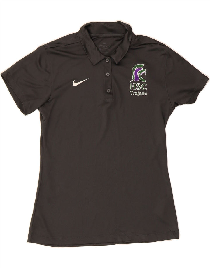 NIKE Womens Dri Fit Graphic Polo Shirt UK 10 Small Black Polyester Vintage Nike and Second-Hand Nike from Messina Hembry 
