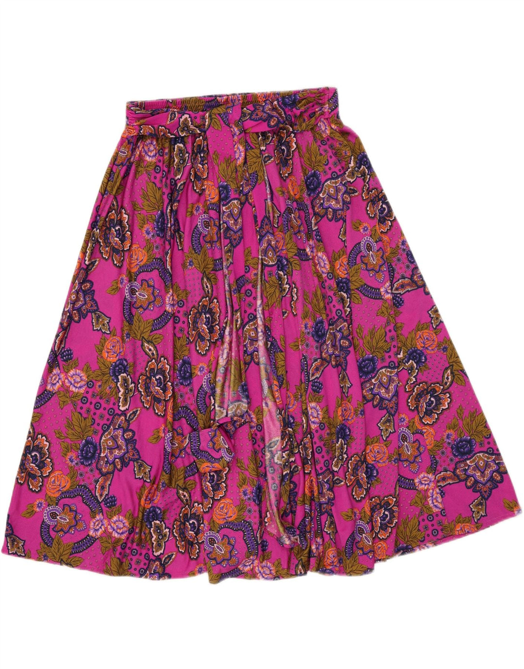 Vintage ženska lepršava suknja W34 veliki ružičasti paisley