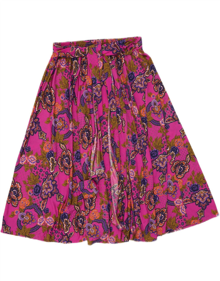 Vintage ženska lepršava suknja W34 veliki ružičasti paisley